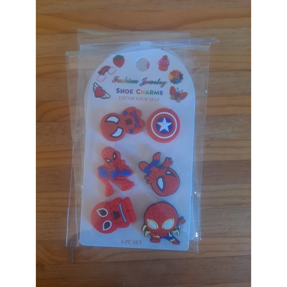 Marvel Comics Superhero Shoe Charms New Set Of 6 Spiderman Captain America